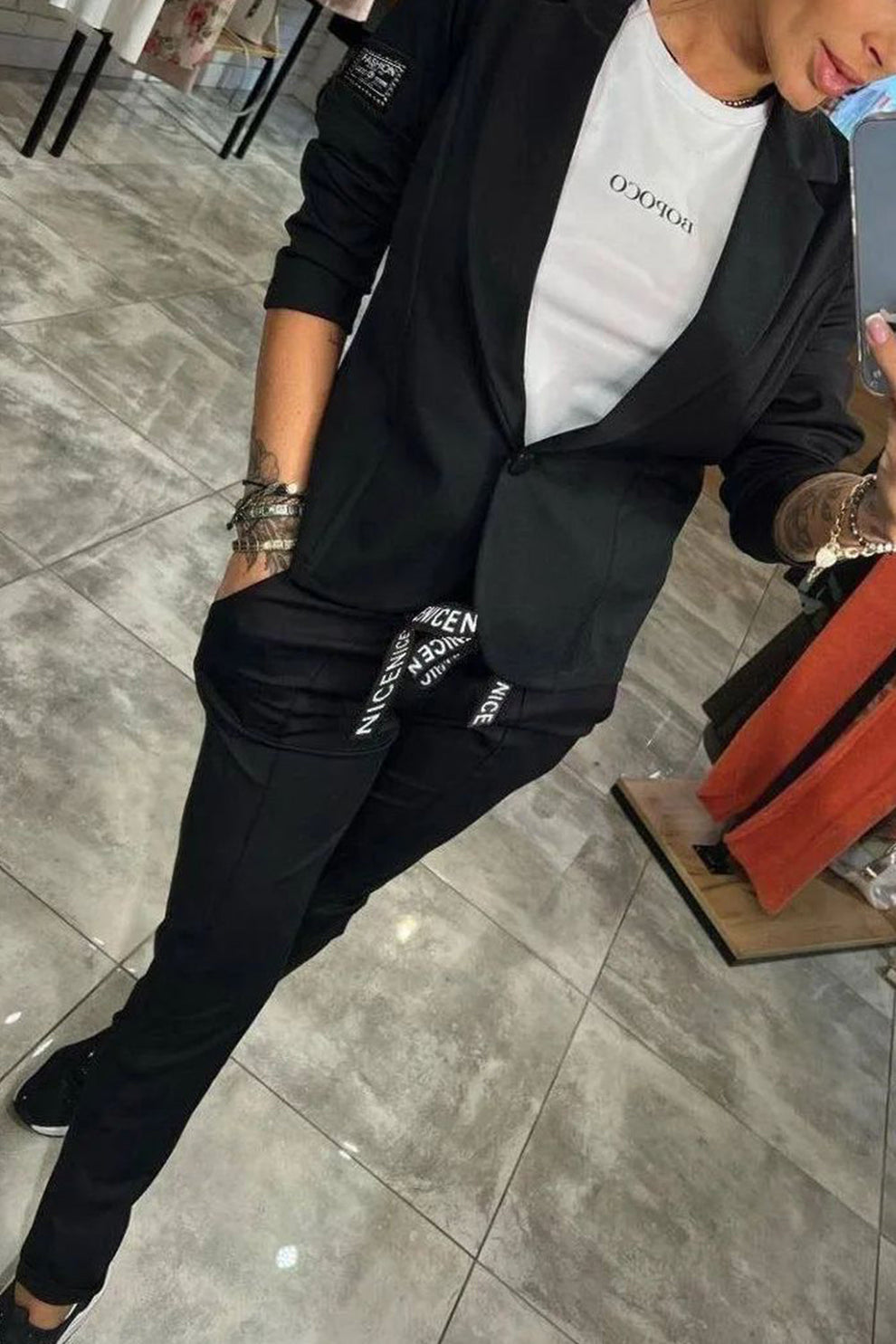 GIULIA - Coordinato giacca e pantalone elasticizzato